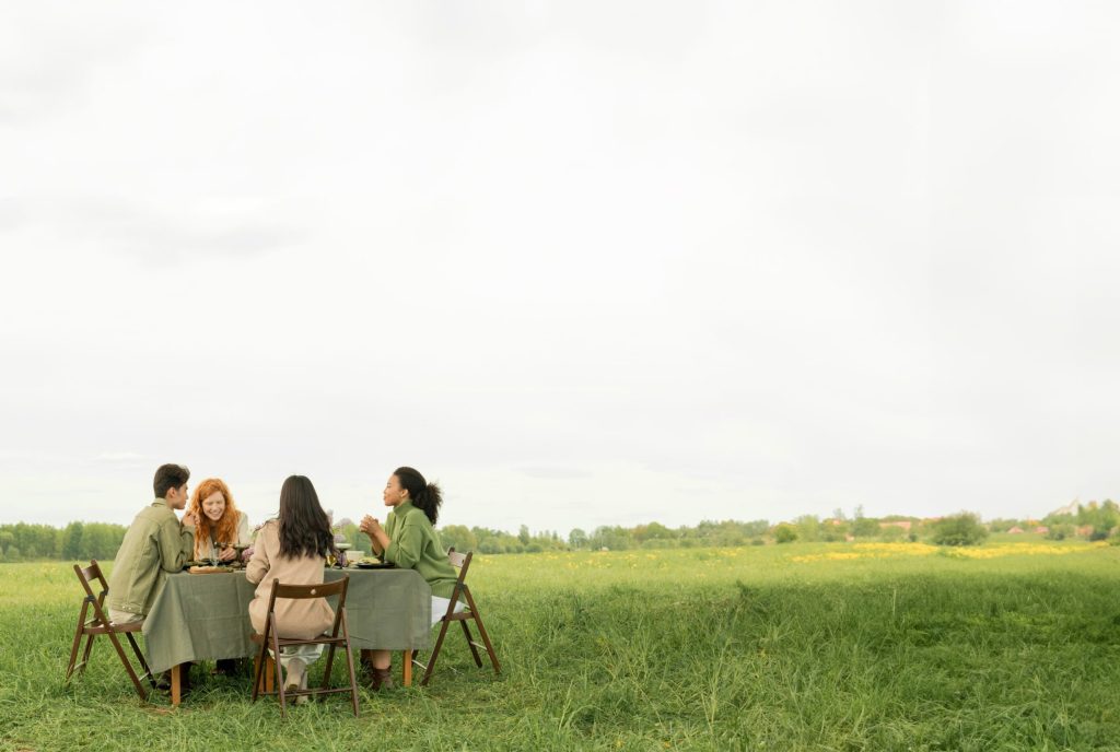 People sitting outdoors